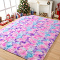 Tepook Soft Rainbow Rug for Girls Room 6x9 Feet, Cute Fluffy Girls Bedroom Area Rug, Shaggy Princess Rug Colorful Carpet for Kids Teens Toddler Playroom Nursery Reading Nook, Hot Pink