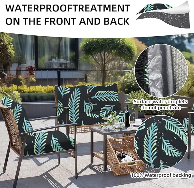 8Pcs Outdoor Cushion Covers, Patio Cushion Covers,Stretch Elastic Slipcovers, Replacement Washable & Reusable Furniture Protector for Patio Couch (Fir-Pattern,Cover Only)