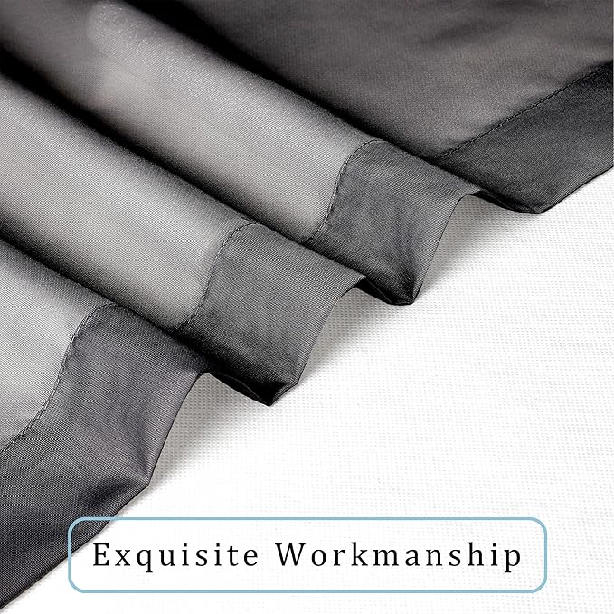 OWENIE Black Sheer Curtains 144 inch Extra Long, Elegant and Airy Drapes Translucent Window Treatments for Living Room/Bedroom, Black, 2 Panels=84" Wide