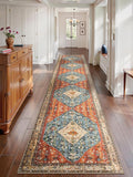 SERISSA Runner Rug for Hallways, 2'6"x14' Washable Non Slip Kitchen Runner Rug, Extra Long Boho Rug Ultra Soft Vintage Tribal Print Floor Carpet for Bedroom Hallway Entryway Bathroom Laundry Room