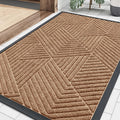 Smiry Front Door Mat Outside Entrance, Heavy Duty Sturdy Natural Rubber Doormat, Trap Dirt and Moisture, Easy Clean Low Profile Welcome Floor Mats for Indoor Outdoor Entry, 35X23 Inch, Coffee