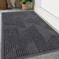 Smiry Front Door Mat Outside Entrance, Heavy Duty Sturdy Natural Rubber Doormat, Trap Dirt and Moisture, Easy Clean Low Profile Welcome Floor Mats for Indoor Outdoor Entry, 59x34 Inch, Medium Grey