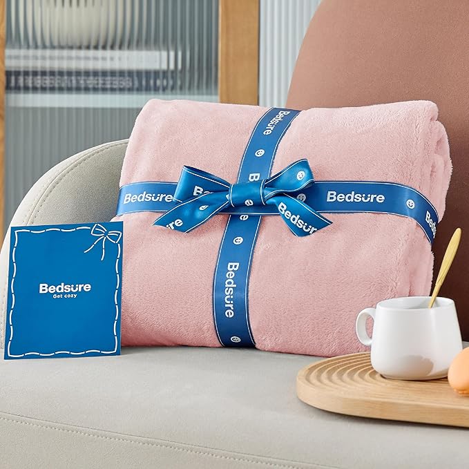 Bedsure GentleSoft Pink Throw Blanket for Couch - 300GSM Soft Cozy Fleece Blankets for Home Decor Gifts, 50x60 Inches