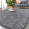 OLANLY 7x7 Machine Washable Large Area Rugs for Living Room, Bedroom, Soft Fluffy Shaggy Bedside Rug, Indoor Floor Carpet for Kids Girls and Boys, Dorms, Nursery, Home Decor Aesthetic, Light Grey