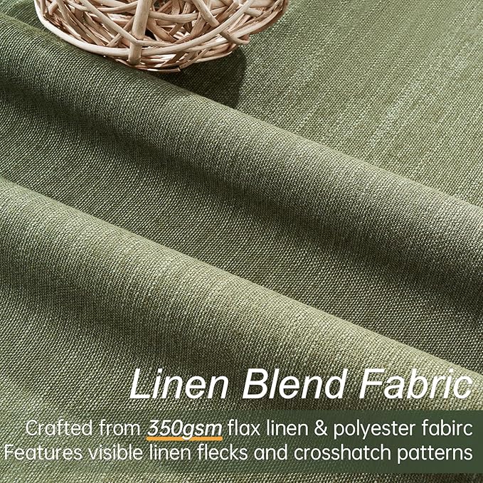 Topfinel Extra Long 132 Inch Olive Green Curtains 2 Panels Set for Living Room Bedroom Rod Pocket/Pleated Light Blocking Thermal Insulated Room Darkening Blackout Curtain/Drapes(W52 x L132 Loden)