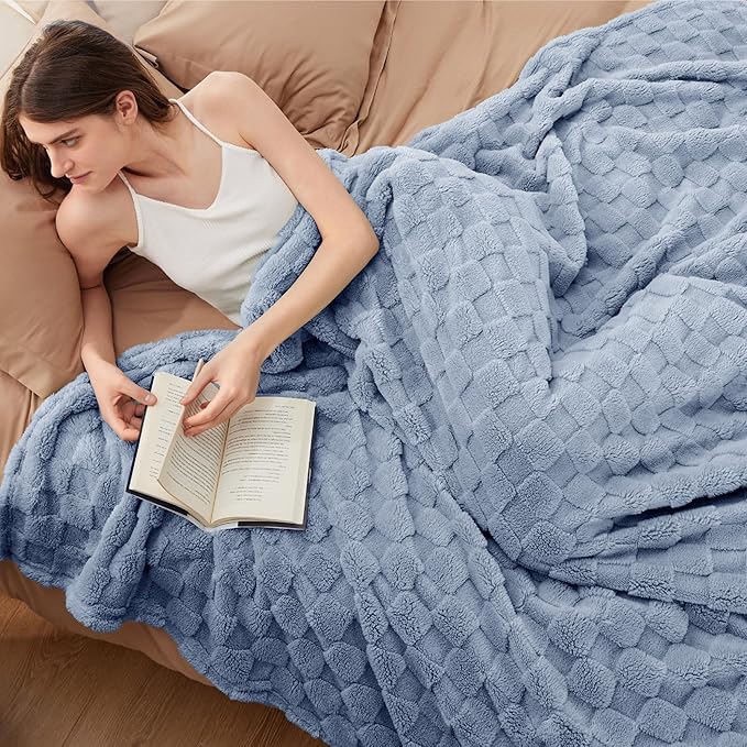 Bedsure GentleSoft King Size Blanket for Bed - Super Soft Cozy Blankets for Kids Girls, Large Fuzzy Fleece Throw for Bedroom Decor, Ashley Blue,108x90 Inches