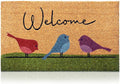 Colorful Birds - 24"x36" - Coir Door Mat with Heavy Duty Backing - Welcome Mats for Entryway, Porch - Anti-Slip PVC & Coconut Fiber Surface - Natural Home Accessories, Minimalist Original Design