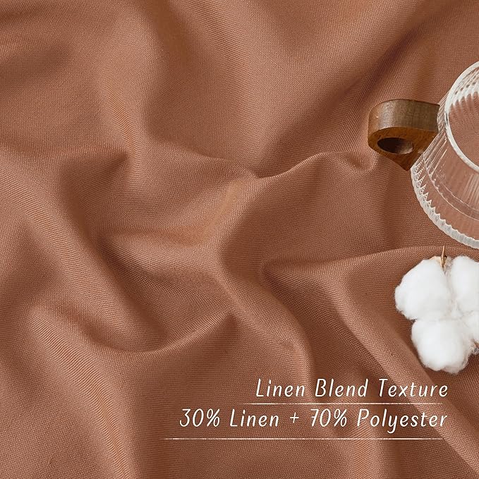 NICETOWN Caramel Linen Curtains for Kitchen, Thick Flax Small Window Treatments Semi Sheer Privacy Assured with Light Through for Cafe/Bathroom, W68 x L84, 2 Panels