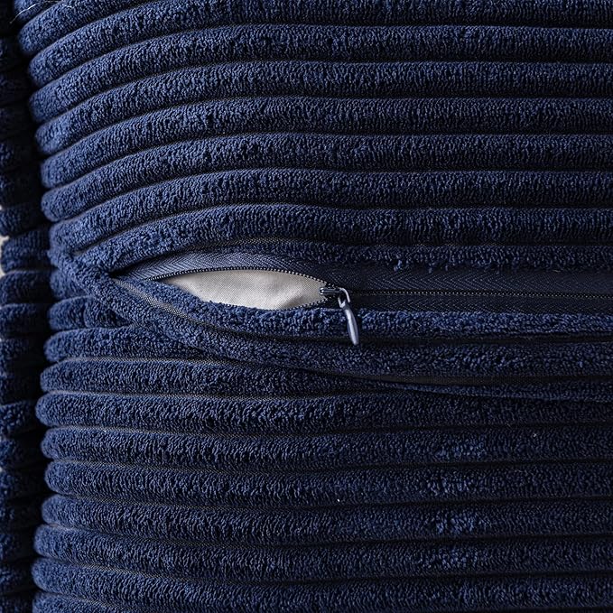 MIULEE Decorative Throw Pillow Covers for Couch Bed Livingroom 12x12 Inch Set of 2 Navy Blue Boho Accent Throw Pllows Broadside Striped Patchwork Soft Corduroy Summer Coastal Pillowcases