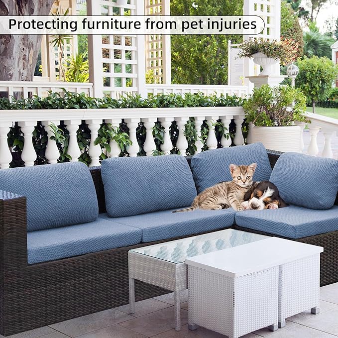 Outdoor Cushion Covers Set,8PCS Patio Furniture Couch Seat Slipcovers, Replacement for Sofa Sectional Chair(Cover，Only)