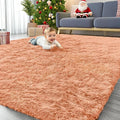 OLANLY 6x9 Machine Washable Large Area Rugs for Living Room, Bedroom, Soft Fluffy Shaggy Bedside Rug, Indoor Floor Carpet for Kids Girls and Boys, Dorms, Nursery, Home Decor Aesthetic, Muted Orange