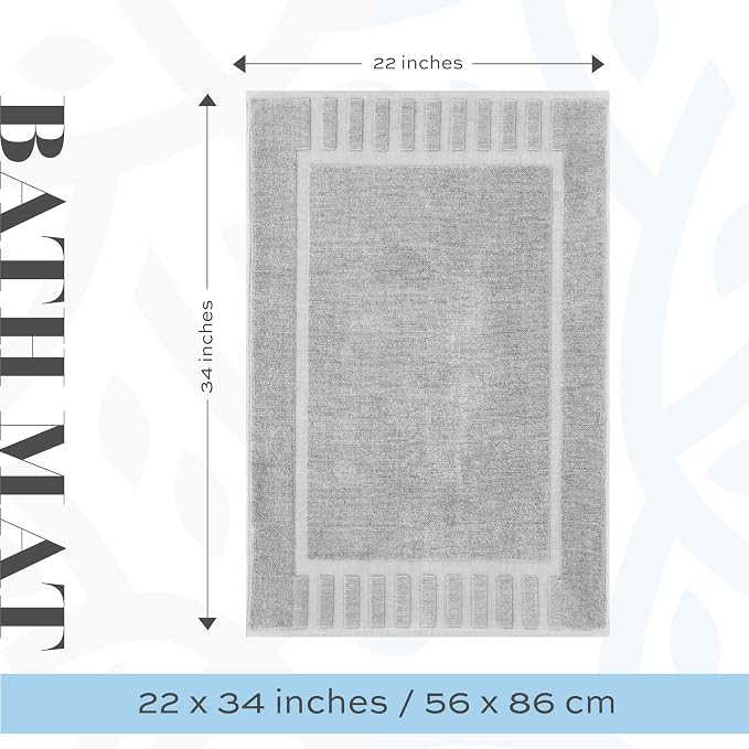 Bath Rugs Set of 2, 100% Cotton Dolphin Grey, 22 x 34 Inches