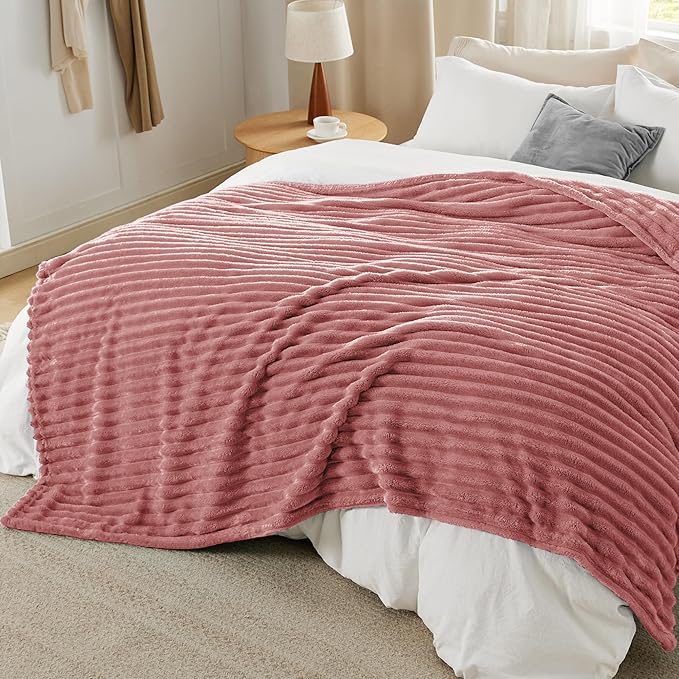 Bedsure GentleSoft Dusty Pink Fleece Queen Blanket for Couch - Super Soft Cozy Blankets for Women, Cute Small Blanket for Girls, 90x90 Inches