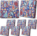 Newwiee 8Pcs Patio Cushion Covers Stretch Outdoor Cushion Cover Replacement for Patio Furniture Sofa Couch Slipcovers, Soft Flexibility Washable Furniture Protector(Waterproof Paisley,Vivid Color)