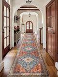 SERISSA Runner Rug for Hallways, 2'6"x16' Washable Non Slip Kitchen Runner Rug, Extra Long Boho Rug Ultra Soft Vintage Tribal Print Floor Carpet for Bedroom Hallway Entryway Bathroom Laundry Room
