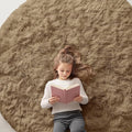 OLANLY Taupe Round Rugs for Bedroom - Machine Washable, 6 ft Circle Area Rugs for Living Room, Soft and Fluffy Shaggy Carpet for Teen Girl and Boys, Nursery Rooms, Dorms, Home Decor Aesthetic