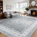 AMADA HOMEFURNISHING 8x10 Area Rugs, Washable Living Room Rug with Non-Slip Backing, Low Pile and Durable Edge Binding, Soft Vintage Floral Rugs for Living Room, Bedroom, Dining Room