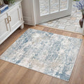 Blue 2x3 Area Rug Washable Abstract Entryway Carpet Modern Neutral Non Slip Door Mat Soft Low Pile Contemporary Aesthetic Small Bedroom Throw Rug for Kitchen Laundry Dining Room