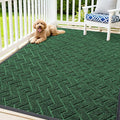 OLANLY Front Door Mat Indoor Outdoor Entrance, Waterproof All-Season, All-Weather Doormat, Sturdy Natural Rubber, Low Profile, Easy Clean Patio Porch Entryway Mat, Herringbone Brick (Green, 71x47)