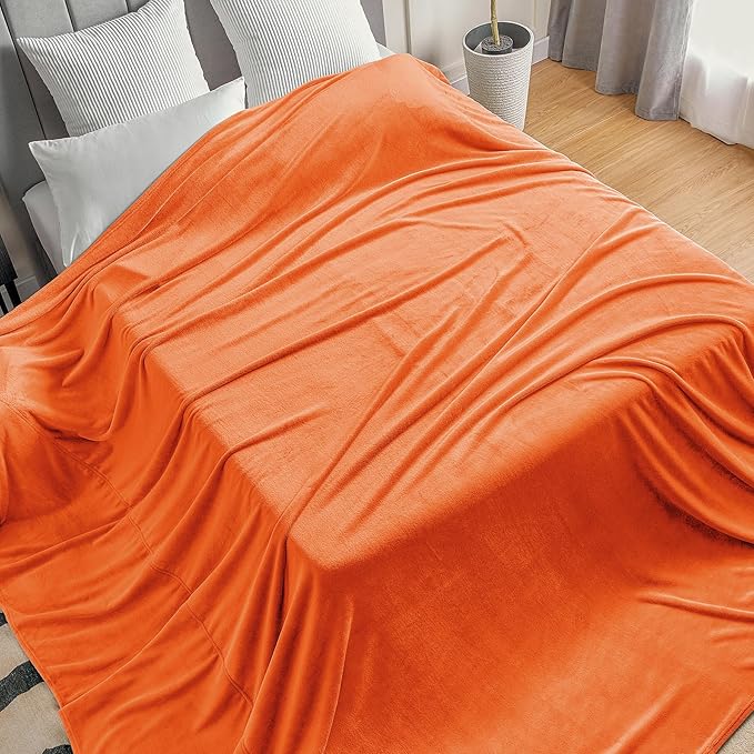 BEDELITE Big Fleece Blanket - 120" x 120" (10' x 10'), Super Soft Fluffy Fuzzy Oversized King Blanket for Bed, Couch, Sofa, Camping, Fits Whole Family, Orange
