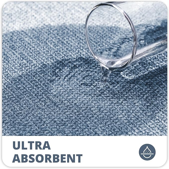 Bath Mat 2 x 3 Ft Blue Ultra Thin Non-Slip Rubber Backed