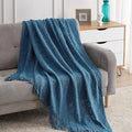 Royal Blue Throw Blanket Throw Textured Solid (50 x90 Inches) – 50x90in