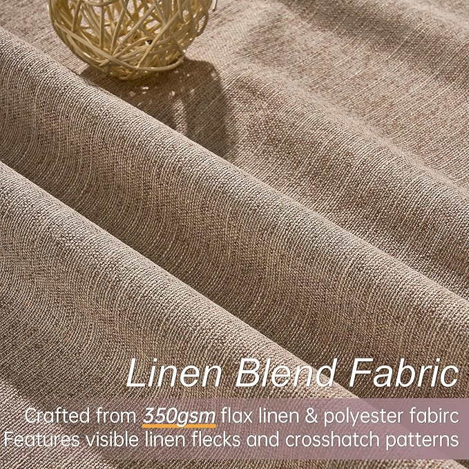 Topfinel 95 Inches Long Custom Linen Blackout Curtains Taupe Pinch Pleated Noise Cancelling Curtains with Pin Hooks for Traverse Burlap Viral Drapes 2 Panels for Living Room Bedroom