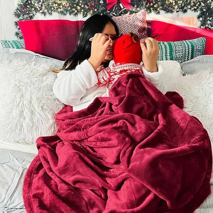 Bedsure GentleSoft Fleece Blankets King Size Burgundy - Bed Blanket Soft Lightweight Plush Cozy Fuzzy Luxury Microfiber, 108x90 inches