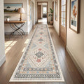 Hallway Runner Rug 2x12, Extra Long Washable Runner Rugs with Rubber Backing, Non Slip Runner, Vintage Rug Runners for Kitchen Laundry Room Entryway (Blue/Red/Multi,2'x12')