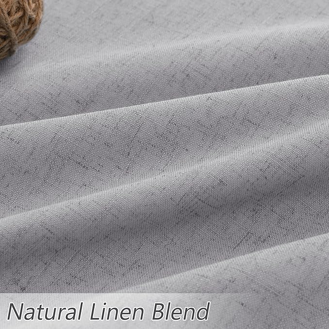 Guken Grey 100% Blackout Curtains 84 Inch Length 2 Panels Set for Living Room Bedroom Back Tab Thermal Insulated Black Out Linen Drapes Room Darkening Window Curtains 84 Inches Long