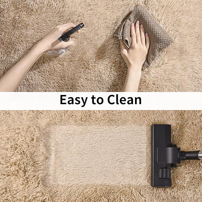 Soft Runner Rugs for Bedroom Hallways, 2x4 Beige Fluffy Shag Throw Area Rug Non Slip for Bedside Dorm, Long Shaggy Furry Carpet for Nursery Living Room