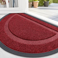 OLANLY Half Circle Door Mat Indoor Outdoor Entrance Welcome, Waterproof All-Season, All-Weather Doormat, Sturdy Natural Rubber, Low Profile, Easy Clean Patio Porch Entryway Mat, 47x23, Wine Red