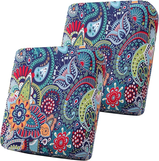 Smiry Printed Couch Cushion Covers, Stretch Soft Couch Covers for Sofa, Washable Non-Slip Sofa Slipcover Furniture Protector for Indoor and Outdoor (2 Pack, Blue Green)