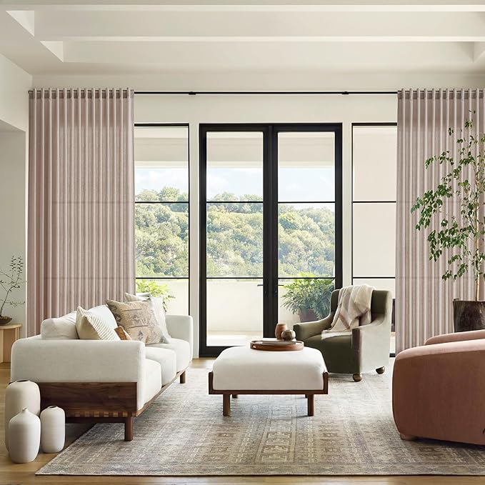 Nanspring Oatmeal Semi Sheer Curtains 72 Inches Long 2 Panels Set for Bedroom Back Tab Rod Pocket Light Filtering Privacy Drapes Cotton Linen Textured Farmhouse Living Room Curtain 52X72 Inches