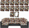 hyha 14Pcs Patio Cushion Covers, Stretch Outdoor Couch Cushion Covers Replacement, Washable Outdoor Chair/Sofa Slipcovers for Patio Furniture Cushions Protector with Elastic Bottom(Floral,Cover Only)