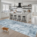 Runner Rug 3x8 Washable Non-Slip Hallway Runner Rugs for Kitchen Bathroom Laundry Room Blue/Grey Vintage Floor Carpet Runners for Hallways Entryway