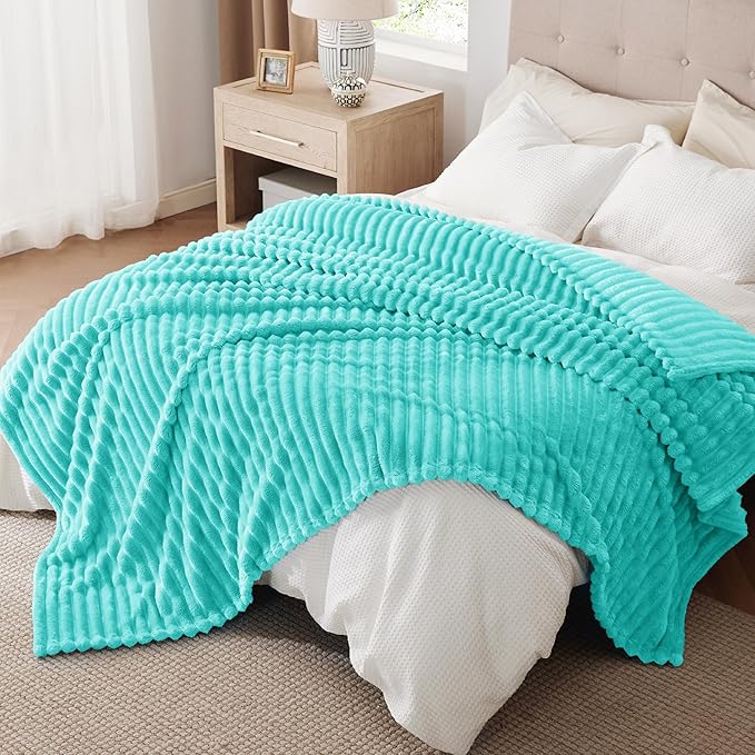 Bedsure GentleSoft Blue California King Size for Bed - Cozy Soft Blankets for Women, Cute Small Fleece Throws for Girls, Birthday Gifts for Women, Blue Fog, 102x96 Inches