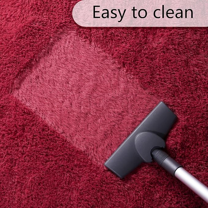 Chicrug Soft Runner Rug for Bedroom Living Room Plush Fluffy Rugs 2x6 Feet, Shag Furry Runner Rug Carpet Non Shedding for Nursery Children Kids Girls Room Home Decorative, Wine Red