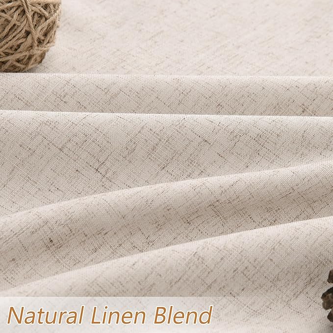 Guken Oatmeal 100% Blackout Curtains 96 Inch Length 2 Panels Set for Living Room Bedroom Back Tab Thermal Insulated Black Out Linen Drapes Room Darkening Window Curtains 96 Inches Long