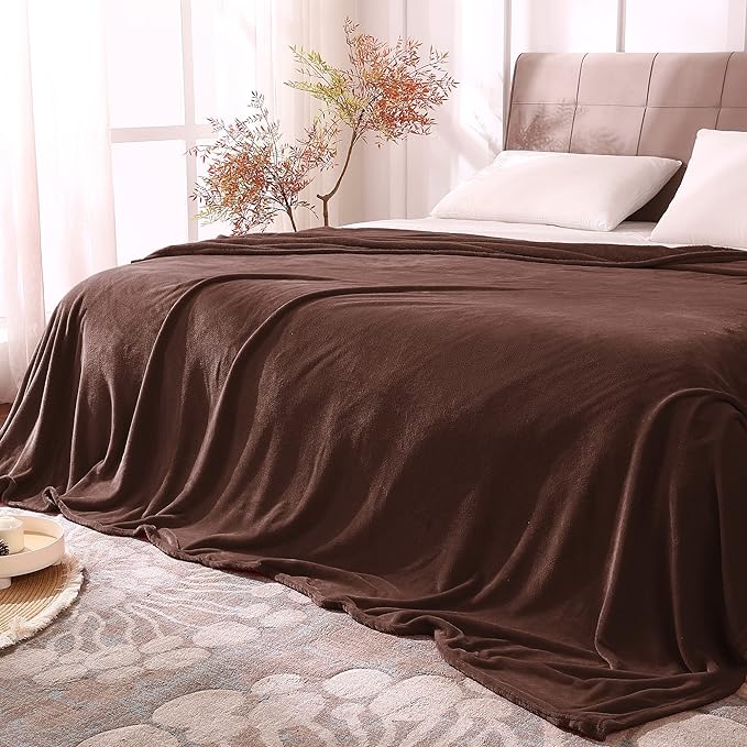 BEDELITE Fleece Blankets Queen Size Brown Throw Blankets for Bed, Luxury Plush Cozy Fuzzy Blanket 90x90 inches, Super Soft Warm Lightweight Throw Blanket All Seasons Suitable