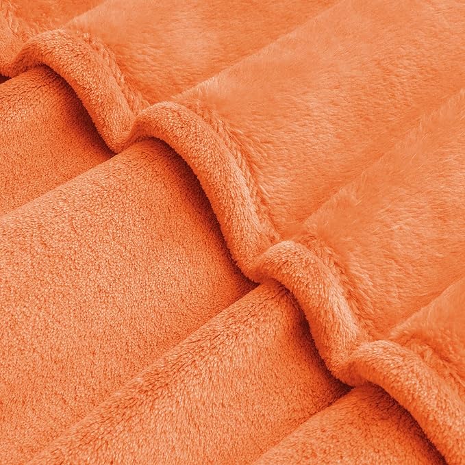 BEDELITE Big Fleece Blanket - 120" x 120" (10' x 10'), Super Soft Fluffy Fuzzy Oversized King Blanket for Bed, Couch, Sofa, Camping, Fits Whole Family, Orange