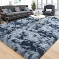 Tepook Soft Fluffy Rugs for Living Room, 5x8 Shaggy Area Rug for Bedroom, Modern Shag Rug Fuzzy Carpets for Kids, Plush Indoor Nursery Home Decor Rug with Non-Slip Bottom, Tie-dye Dark Blue