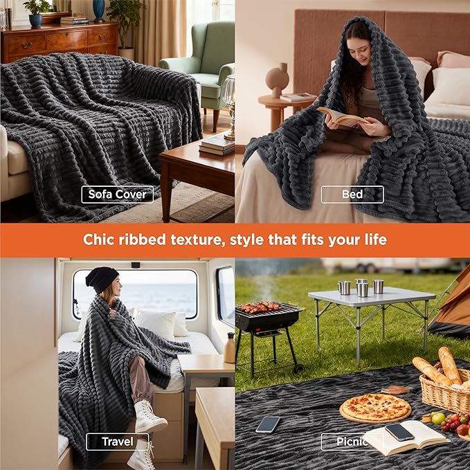 Bedsure GentleSoft Grey Full Blanket for Bed - Cozy Soft Blankets for Women, Cute Large Throws for Girls, 84x90 Inches