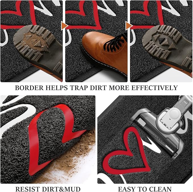 BeneathYourFeet Door Mat, Welcome Mat Low Profile Floor Mat Front Doormat Indoor and Outdoor Doormat Non Slip Rugs for Entryway, Patio, High Traffic Areas (30"x17.5", Black-Home)