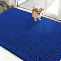 OLANLY Dog Door Mat for Muddy Paws 50x30, Absorbs Moisture and Dirt, Absorbent Non-Slip Washable Doormat, Quick Dry Chenille Mud Mat, Entry Indoor Entryway Carpet for Inside Floor, Royal Blue