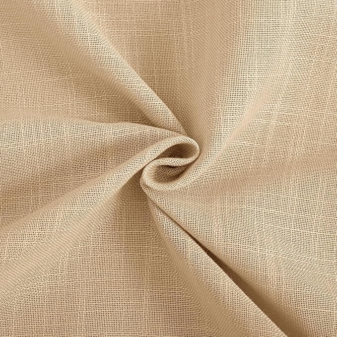 Tan Linen Curtains for Living Room Back Tab Modern Farmhouse Semi Sheer Tan Linen Curtains 45 inches Long 2 Panels Set Muted Neutral Window Curtain for Dining Room Bedroom 52x45