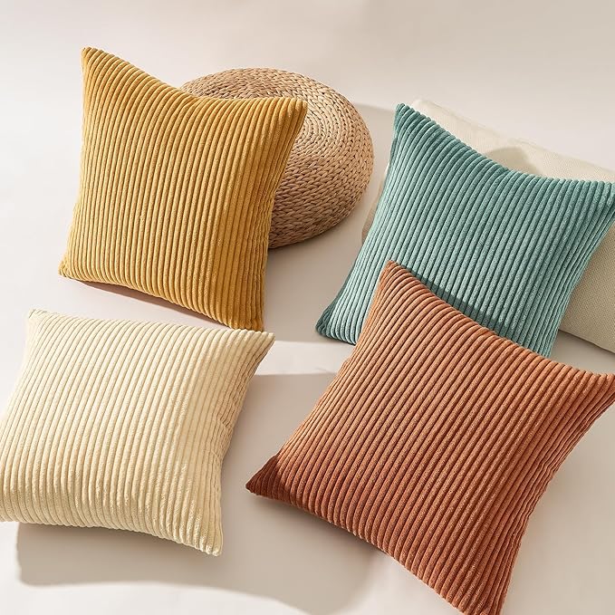 Topfinel Decorative Throw Pillow Covers Cushion Cases, Set of 4 Soft Velvet Modern Double-Sided Designs, Mix and Match for Home Decor, Pillow Inserts Not Included (16x16 inch, Orange/Teal)