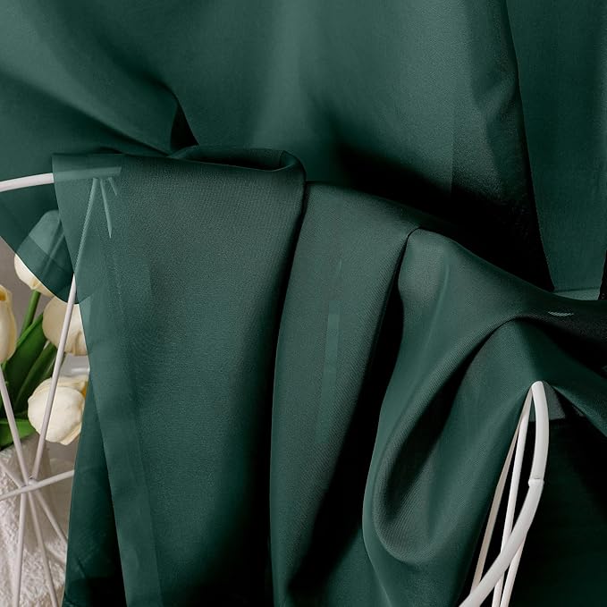 Aiyufeng Hunter Green Sheer Curtain Drapes 72 Inch Length 2 Panels for Living Room, Light Filtering Voile Green Drapes for Bedroom, Patio, Sliding Door, Each 42" W x 72" L