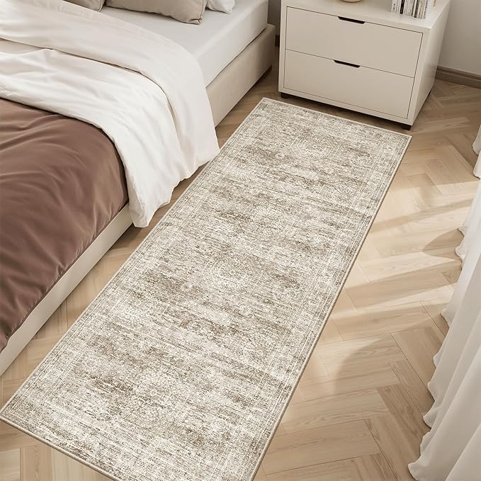 Runner Rug 2x5 Washable Non-Slip Kitchen Runner Rugs for Bathroom Laundry Room Brown Vintage Floor Carpet Runners for Hallway Entryway
