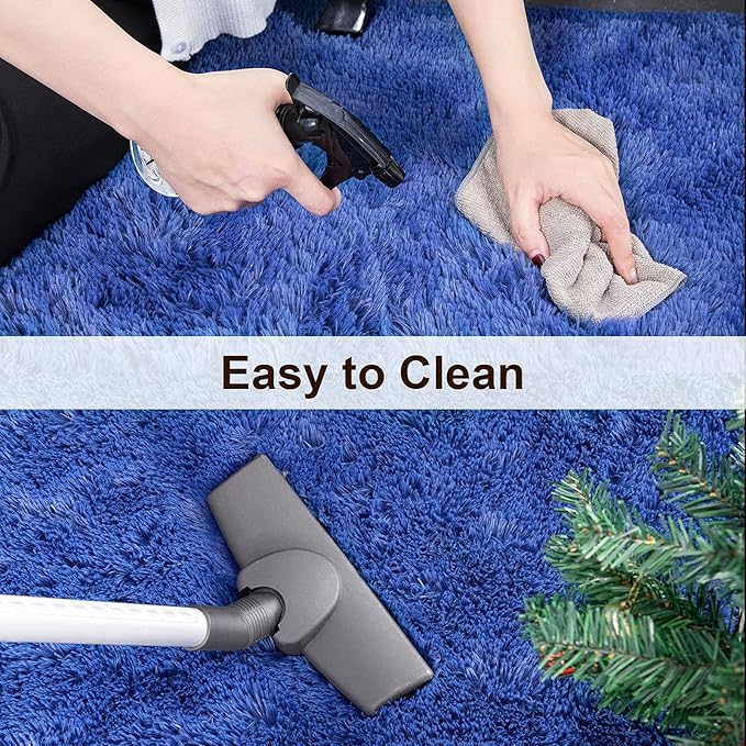 TWINNIS Super Soft Shaggy Rugs Fluffy Carpets 9x12 Feet, Indoor Modern Plush Area Rugs for Living Room Bedroom Kids Room Nursery Home Decor, Upgrade Anti-Skid Fuzzy Rug, Indigo